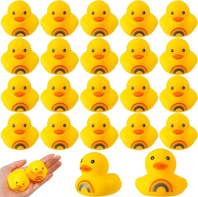 48 Pcs Rainbow Rubber Duck, Bulk Mini LGBT Pride Rubber Ducks Colorful Float Rubber Duck Bath Toys for Rainbow Colorful Birthday Party LGBT Party Favors Bath Toys