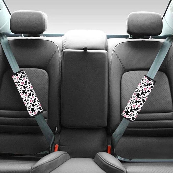 AFPANQZ Automotive Seat Belt Pads for Adults Kids Paw Print Car Accessories Safety Seatbelt Cushion Pillow Universal Fit Backpack Straps Pads White