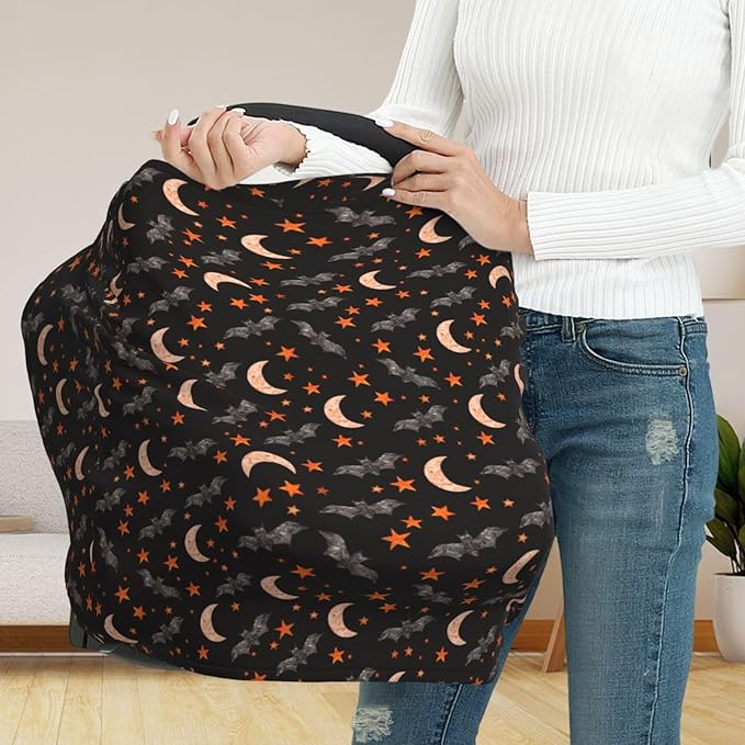 Bats Star Moon Baby Car Seat Covers Carseat Canopy Soft Infant Stroller Cover Nursing Breastfeeding Covers for Girls Boys Newborn
