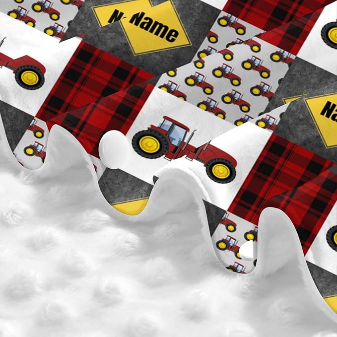 Personalized Red Tractor Baby Car Seat Canopy for Babies with Name, Custom Car Seat Covers for Baby Boys Girls, Peekaboo Opening Minky Nursing Cover Infant Car Seat Canopies for Newborn