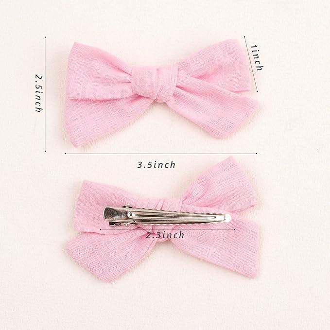40Pcs 3.5Inch Hair Bows Clips for Baby Girls, Oaoleer Neutral Linen Pigtail Bows Double Bun Ponytail Bow Hair Barrettes Accessories for Babies Infant Toddlers Kids in Pairs