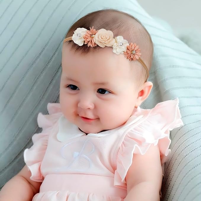 3PCS Baby Girl Flower Headbands Set Elastic Bow Hair Band Handmade Bow For Newborn Infant Toddler Pack