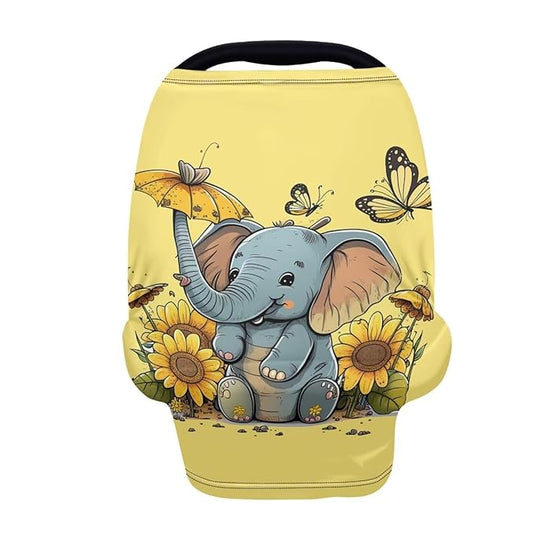 ZFRXIGN Elephant Sunflower Car Seat Seat Cover for Girls Gifts Nursing Cover Cute Canopy for Baby Breastfeeding Scarf Carseat Cover for Shopping Cart, High Chair Butterfly
