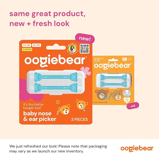 oogiebear: Baby Nose Cleaner & Ear Wax Removal Tool - Safe Booger & Earwax Removal for Newborns, Infants, Toddlers - Dual-Ended - Essential Baby Stuff, Diaper Bag Must-Have, 2 Pack Blue with CASE