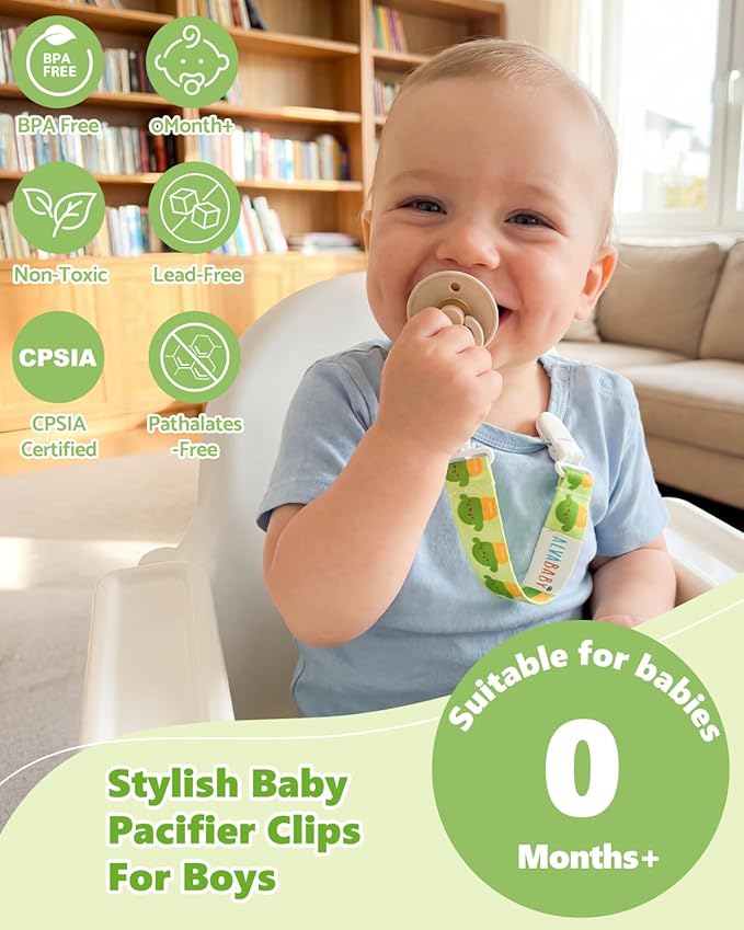 ALVABABY Pacifier Clips 8 Pack Pacifier Binky Paci Holder Leashes for Teethers 8DBP10A