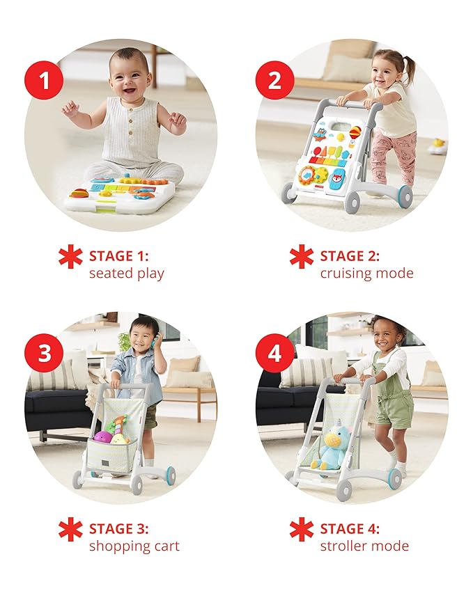 Skip Hop Explore & More 4-in-1 Walker & Crawl Toy, 3-Stage Developmental Learning, Follow-Me Bee