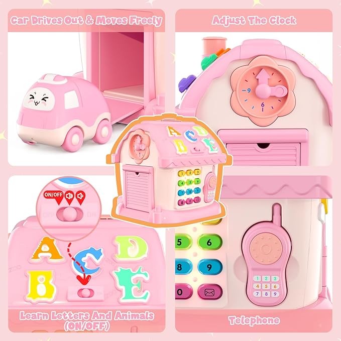 HYES Toys for 1 Year Old Girl Gifts, Musical House Learning Toddler Toys with Story, Letter, Games 1st First Birthday Gifts for Girls 6-12 12-18 Months