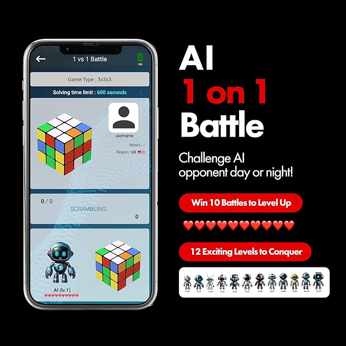 eX-Mars TokTok Cube, One Cube, Endless Fun - Learn Cubing from AI, Conquer 20+ Puzzles, AI Competitions via Free App, and Boost Brain Power — The Ultimate Smart Gift for Kids, Teens & All Ages