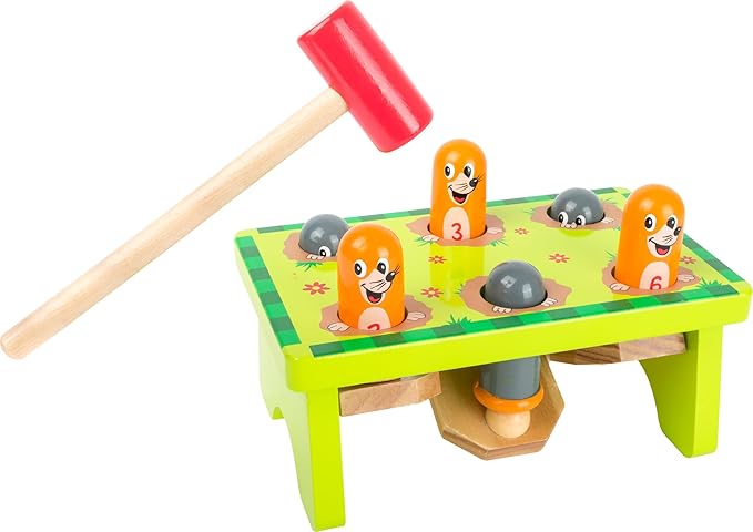 Small Foot Mole 11162 Knock Bench 100% Certified Wood Robust Hammer Game from 18 Months