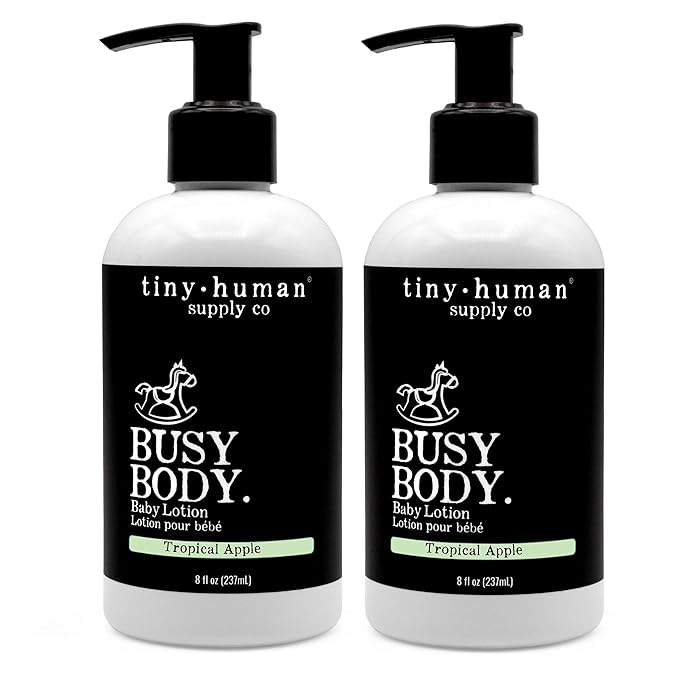 Tiny Human Supply Co Busy Body Baby Lotion 8oz, 2 Pack, Tropical Apple, Natural Ingredients, No Added Dyes, Parabens or Phthalates