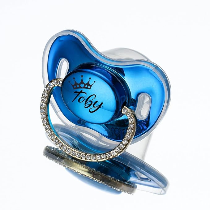 Custom Pacifier with Name Gold Luxurious Bling Pacifier for Girl and Boy Ideal Baby Gift (2pcs)