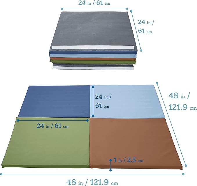 ECR4Kids SoftZone Quad Fold-N-Go Activity Mat, Folding Playmat, Contemporary