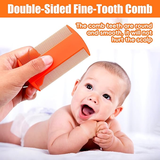 Cradle Cap Brush for Babies, 5Pcs Cradle Cap Treatment Set with Soft Bristle Brushes Silicone Scrubber Fine-Tooth Comb for Newborn Bathing Essentials Baby Brush and Comb Set (Orange)
