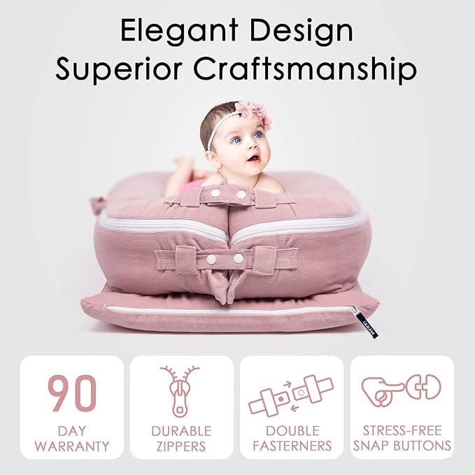 Corduroy Lounger Cover for Dockatot Deluxe+ Docks | MEXXI Breathable Cotton Baby Lounger Extra Cover | Hypoallergenic Baby Nest Replacement Cover (Cover Only) (Corduroy, Flamingo)