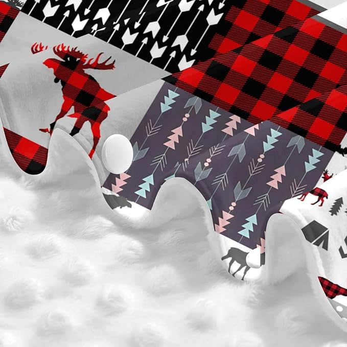 Personalized Baby Car Seat Canopy for Babies, Custom Name Car Seat Covers for Boys and Girls, Opening Minky Nursing Breastfeeding Cover for Infant, Carseat Canopies for Newborn (Deer Red Plaid)