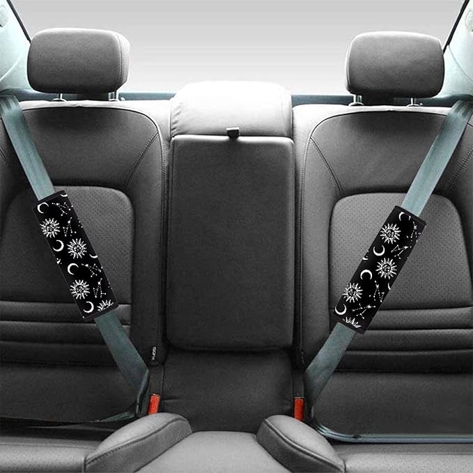 AFPANQZ Moon Star 2pcs Universal Car Seat Belt Pads Cover Vehicle Seat Belt Comfort Shoulder Pads for Adults Comfortable Pads Cushion for Adults Kids Non-Slip Shoulder Straps