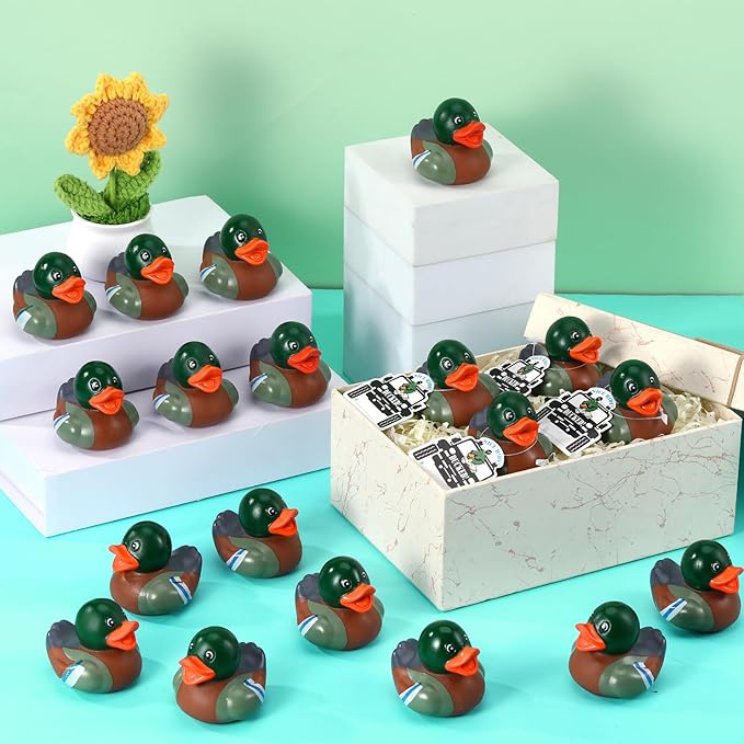 Gemscream 30 Pcs Mallard Rubber Ducks Bulk - 2 in Mallard Floating Bath Duck with Party Cards Adorable Party Favors for Pool Bath, Ducky Birthday Gift & Nature Birds Lovers Hunting Decoration
