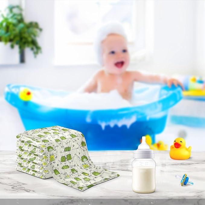 vvfelixl Baby Cotton Washcloths Funny Frogs Infants Bath Towel for Unisex Face Towels for Newborn, Natural Baby Wipes Delicate Skin, 11.8 X 11.8 inch, one sizex5