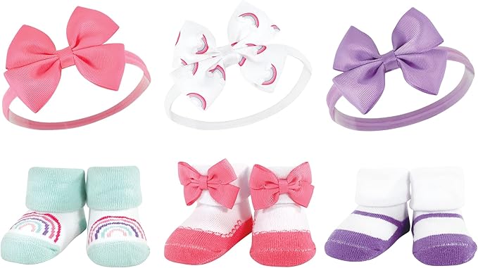 Hudson Baby Girl's Headband and Socks Giftset