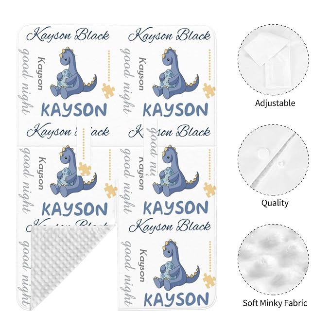 Personalized Baby Car Seat Cover Canopy with Name for Girls Boys Custom Dinosaur Baby Carrier Covers