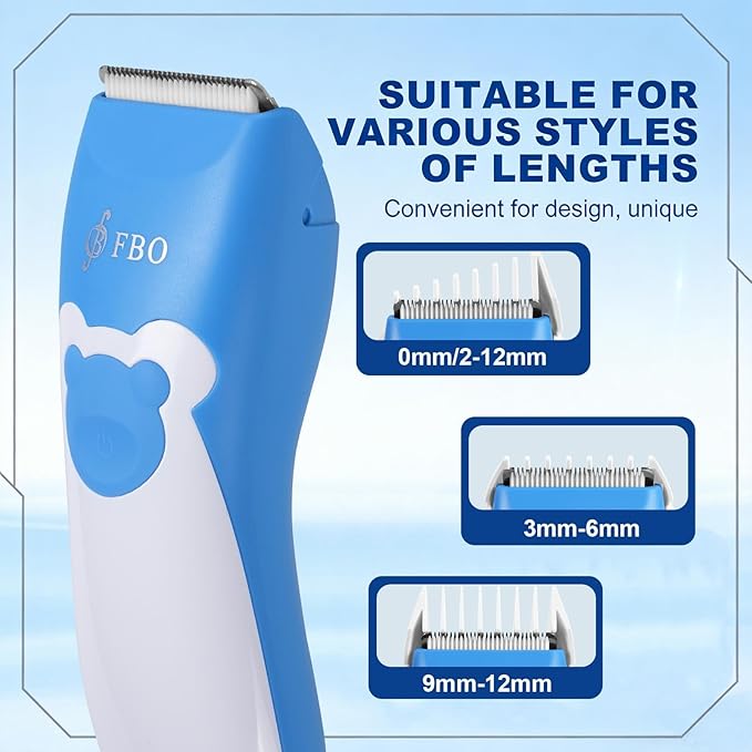 FBO Bear Baby Hair Clippers Pro Quiet Waterproof Painless for Infants & Toddlers