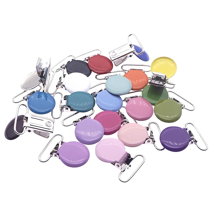 42pcs 1" Suspender Clips Metal Round Pacifier Clips Dummy Holder for Making Pacifier Chain Bib Bed Sheet Holder DIY Jewelry Accessories