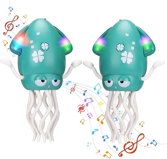 Vodolo 2pcs Magic Electric Dancing Octopus Toy with Led Light and Music,Baby Must Haves Tummy Time Baby Toys,Green