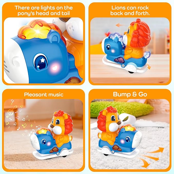 Baby Crawling Walking Toys for Toddlers with Adorable Shape, Musical Car Crawling Developmental Toys with Sounds and Lights, Ideal Gifts for Babies