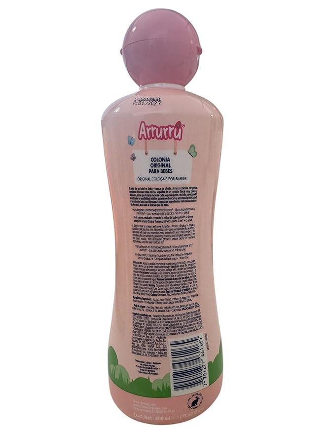 Arrurru Kit Abuelita Rosado - Colonia Rosa 220 ml - Shampoo Cabello Claro 220ml - Baño Líquido 220 ml - Crema Original 220 ml - Crema Protectora para la colita del Bebe 60 gr.