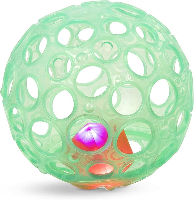 B. toys – Sensory Lightup Baby Rattle – Textured Ball with Holes – Glowing Lights & Rattle – Infants, Babies – Grab n’ Glow – 0+ Months