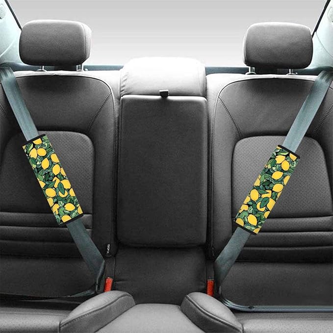2-Piece Seatbelt Covers for Car Seat,Soft Comfortable Auto Seat Belt Protector Seatbelt Shoulder Pad for Women Men Yellow Lemon Pattern