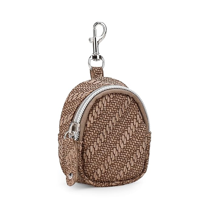 MOMIGO Pacifier Case Bag - Pacifier Holder with Clip for Diaper Bag Stroller Purse Charm, Holds 2 Pacifiers Outdoor Travel (Brown)
