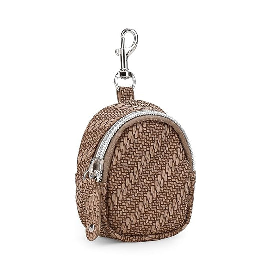 MOMIGO Pacifier Case Bag - Pacifier Holder with Clip for Diaper Bag Stroller Purse Charm, Holds 2 Pacifiers Outdoor Travel (Brown)