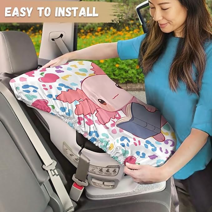 XYZCANDO Axolotl Carseat Cover for Baby Girl Kawaii Print Car Seat Covers for Babies Easy to Install Baby Car Seat Sun Shade Cover UV Rays Protective Car Seat Protector Gift for Holiday