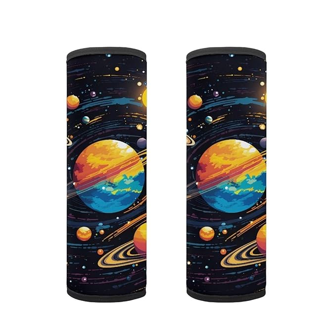 Biyejit Galaxy Planets Seatbelt Covers, Seat Belt Cushion for Adults Kids Car Seat Strap Covers, Toddler Travel Car Pillow, Carseat Safety Strap Shoulder Pads Protector