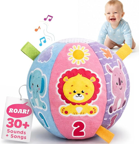 Move2Play, Hilariously Interactive Baby Ball with Music & Sound Effects | First Birthday Gift | Toddler Toy for Boys & Girls | Age 6, 9, 12, 18+ Month | 1, 2+ Year's Old (Baby Ball Pastel)