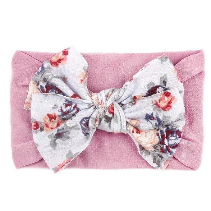Nishine 6 Pack Cute Toddler Baby Girls Elastic Soft Nylon Headwraps Infant Knot Bow Headband Turban (Pink Set-6pcs)