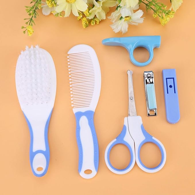 Baby Grooming Kit, Portable Safety Care Set with Hair Brush, Comb, Nail Clipper, Nasal Aspirator for Nursery Newborn Toddlers