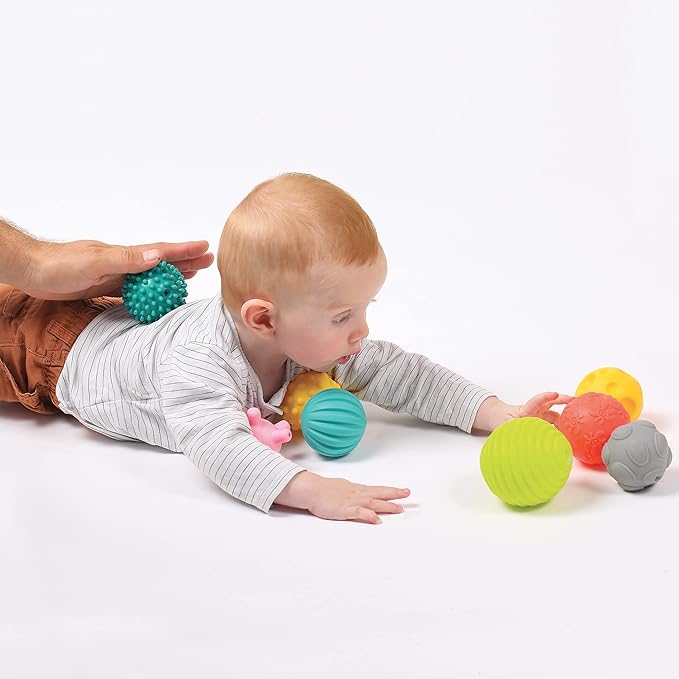 Set of 8 Awakening Balls | Ludi | Assorted Sensory Stimulation Balls | Different Shapes and Colours | Soft Plastic | from 6 Months