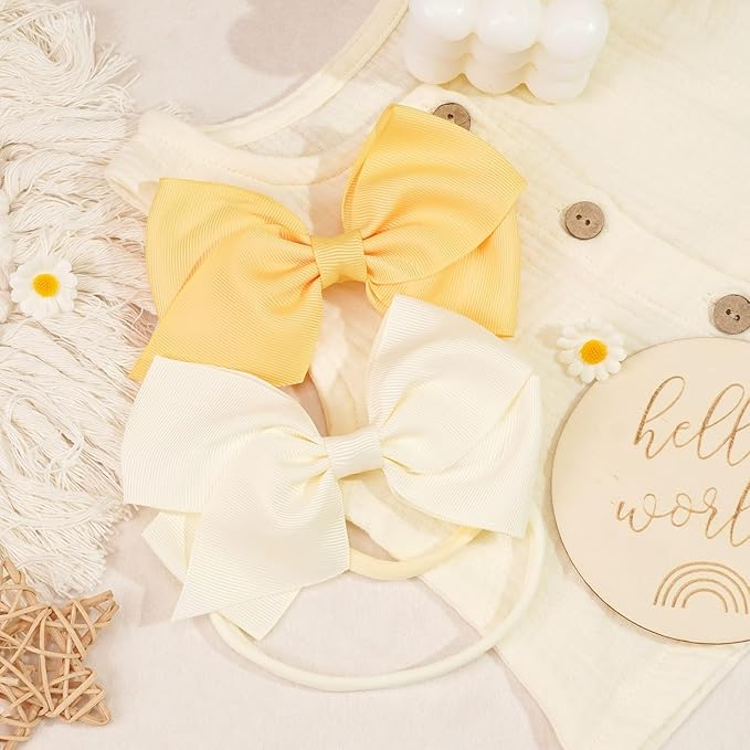 CÉLLOT 30 Colors Baby Bow Headbands 5" Hair Bows Super Soft Nylon Headbands for Baby Girls Infants preemie and Newborn Kids Hair Accessories