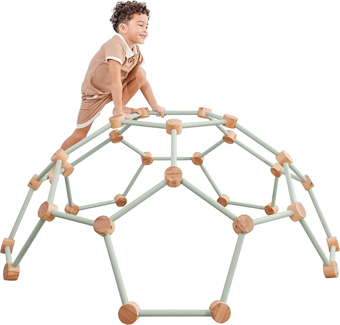 Comfy Cubs Wooden Toddler Play Gym for 3-6 Years Old - Montessori Climber for Kids - Safe Climbing Toy Support up to 120 lbs - Easy to Assemble Kids Climber for Active Play - Sage