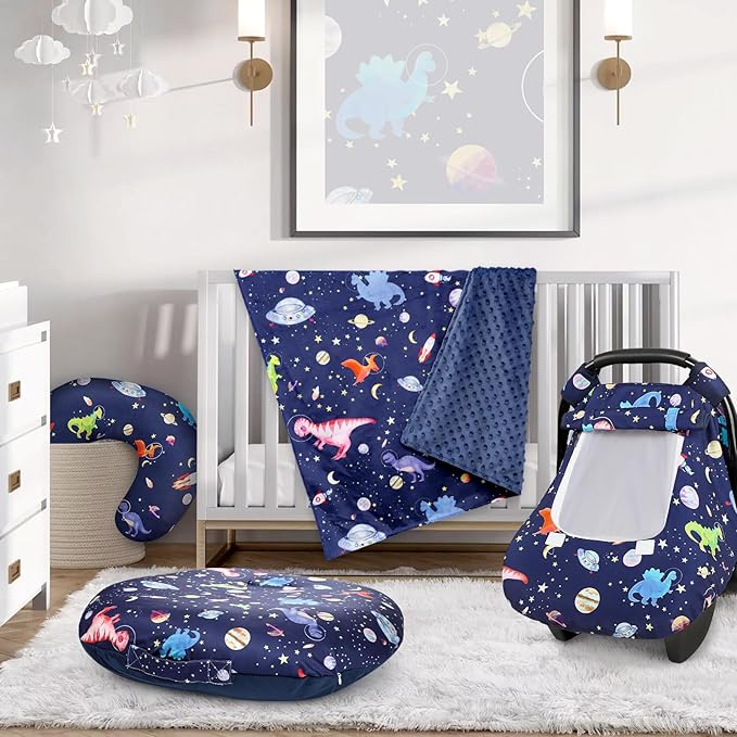 GFU Newborn Lounger Cover Replacement, Soft Baby Lounger Cover 1 Pack, Breathable Infant Removable Slipcover for Boys Girls, Blue Dinosaur Pattern