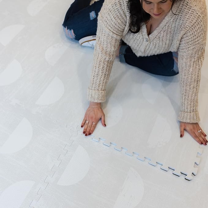 Little Landings Baby Play Mat for Floor - Aura Pearl (4x6ft) - Premium EVA Foam Play Mat for Babies & Toddlers (Ages 0-5+) Non-Toxic Playmat for Tummy Time, Crawling & Playroom - Stylish & Comfortable