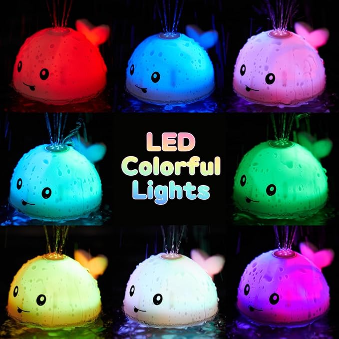 Gigilli Baby Bath Toys, Bath Toys for Kids Ages 1-3, 1 2 3 Year Boy Girl, Easter Basket Stuffers Baby 6-12-18 Months, Light Up Whale Bath Toy Sprinkler Toddler Birthday Bathtub Fountain Pool Water Toy