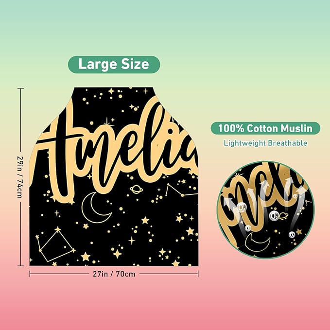 Custom Name Car Seat Canopy - Baby Car Seat Covers, Black Star Infant Stroller Cover, Carseat Canopy Christmas Birthday Gifts for Girls and Boys