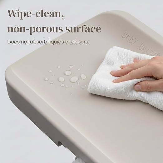 2-in-1 Baby Changing Pad with Integrated Scale, Contoured Wipe-Clean Foam, Non-Porous Waterproof Surface, Digital Baby Weighing Pad for Routine Changes, Safety Strap, Neutral Nursery Essential
