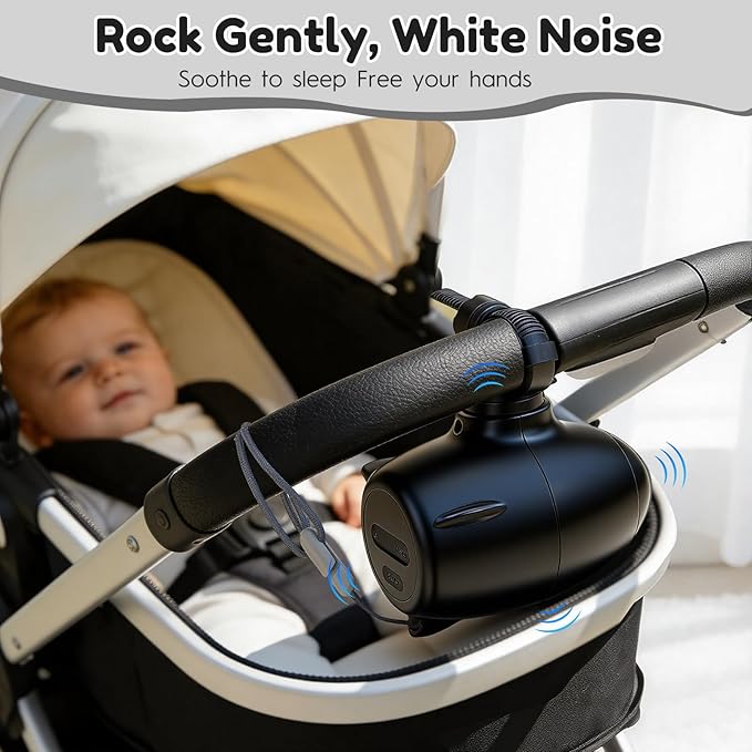 Portable Baby Stroller Rocker, Hands-Free Automatic Rocker & Sleep Soother with Adjustable Speed, USB Rechargeable Rocking Device Fits Most Strollers, Prams and Car Seats