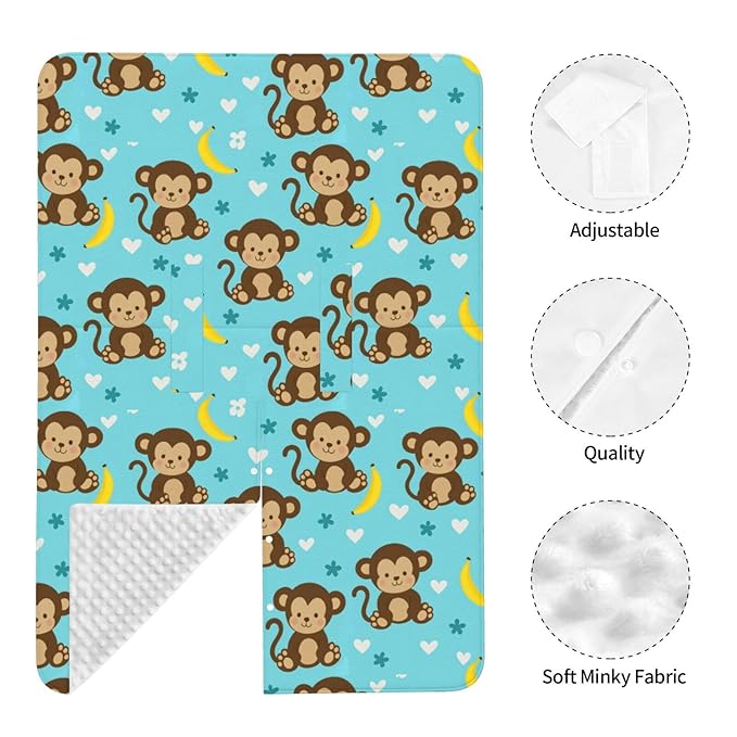 Monkey and Banana Baby Car Seat Canopy and Nursing Cover for Breastfeeding Multi-Use Cover Lightweight Infant Stretchy Carrier Cover for Newborn Girls Boys