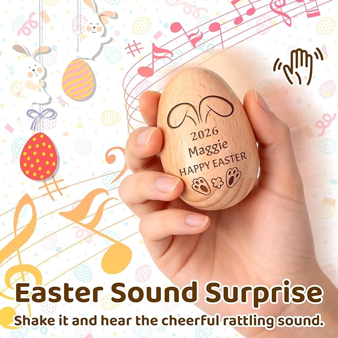 Eggs Musical Shakers, Personalized Easter Wooden Egg 2026, Wooden Easter Eggs, First Easter Gifts for Baby, Easter Gift for Kids, Birthday Gift Idea