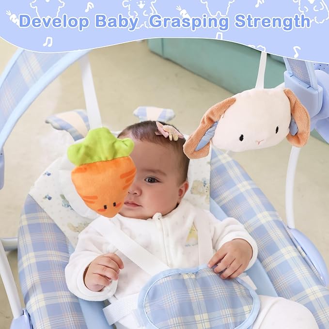 Baby Swing for Infant,Newborn Swing with Music,5 Speed Levels,Timing Setting,Soft Cushion,Foldable Infant Swing for Indoor Outdoor Use 0-9 Months